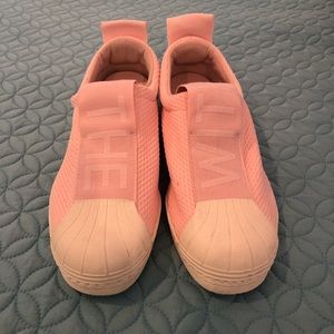 Pink adidas slip on sneakers